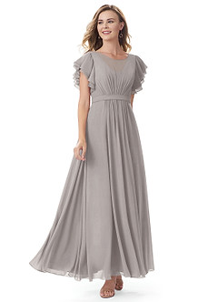Azazie Daphne Modest Bridesmaid Dresses A-Line Ruffled Chiffon Floor-Length Dress image11