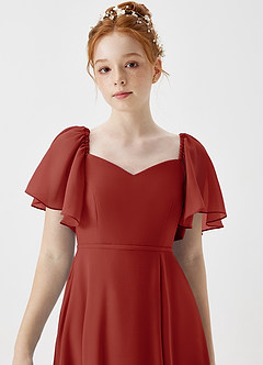 Azazie Chloe Junior A-Linie Herzausschnitt Chiffon Kleid Terrakotta image6