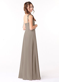 Azazie Rosey Junior Taupe A-Line Sweetheart Neckline Chiffon Dress image2