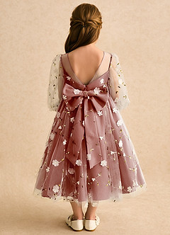 Azazie Elowen Flower Girl Dresses Auburn A-Line Sweetheart Neckline Lace Dress image2