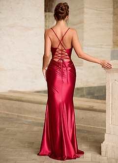 Scarlett Red Backless Lace-up Mermaid Prom Dress image2