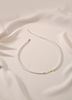 front Personalized Name Pearl Necklace