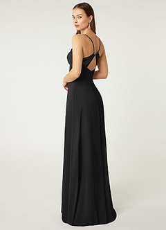 Azazie Minie Final Sale Black A-Line Bow Chiffon Dress image5