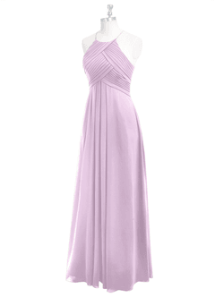 Azazie Ginger Abiti da Damigella Abito A-Line in Chiffon con Scollo Halter a Pieghe Lilla Glassato image8