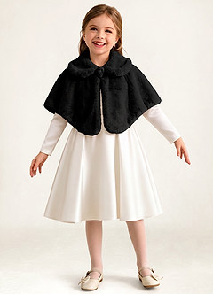 front Flower Girl Faux Fur Collared Cape