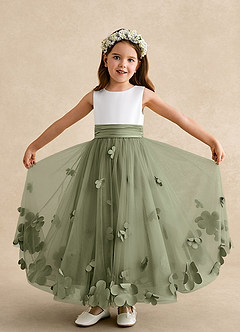 Azazie Vi Flower Girl Dresses Pistachio A-Line Sleeveless Tulle Dress image5