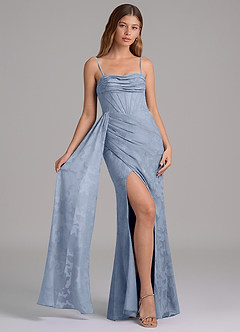 Azazie Amyra 신부 들러리 드레스 인어 오프 더 숄더 플로럴 번아웃 바닥 길이 드레스 image6