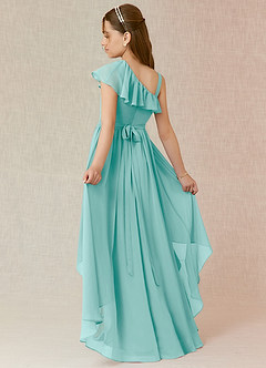Azazie Mango Junior Aqua A-Line Ruched Chiffon Dress image1