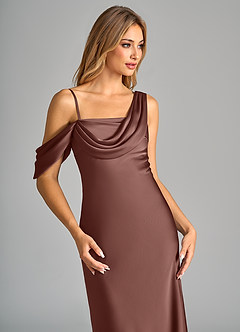 Azazie Celina Vestidos de damas de honor Vestido de Expresado de Satén Elástico de Corte Recto con Vestidos sin tirantes image7