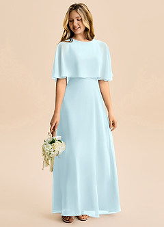 Azazie Maris Junior Abito A-Line in Chiffon Nuvola Blu image6