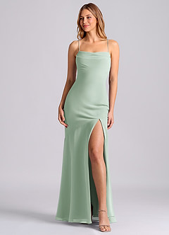 Azazie Grata Bridesmaid Dresses Agave Mermaid Pleated Chiffon Dress image1