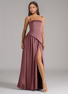 Azazie Adeline Bridesmaid Dresses Vintage Mauve A-Line Strapless Stretch Satin Convertible Dress image6