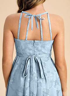 Azazie Arianthe Junior A라인 주름진 플로럴 번아웃 플로어 길이 주니어 신부 들러리 드레스 image7