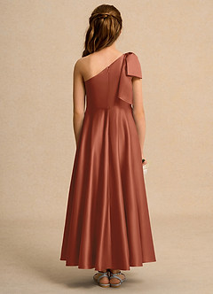 Azazie Guppy Junior Formal Flower Girl Klänningar Klä A-Line i Matt satäng Ena axeln image2