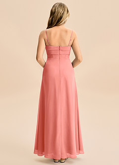 Azazie Jordyn Junior Vestido de Rosa Salmón de Gasa de Corte en A con Escote de Corazón image2