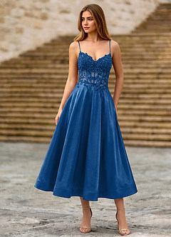 Cemtine Blu Reale Pizzo, paillettes, ricamo, raso, invitato al matrimonio image4