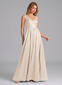 Azazie Keyla Final Sale White Alabaster A-Line Pleated Stretch Satin Dress image5