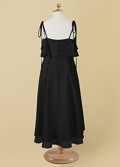 Azazie Temi Flower Girl Dresses Black A-Line Spaghetti Strap Chiffon Dress image11