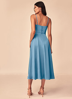 Azazie Dottie Bridesmaid Dresses Steel Blue A-Line Stretch Satin Dress image2