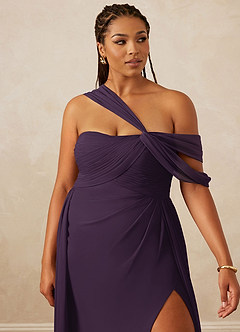 Christian Siriano Bridal for Azazie 1014 Bridesmaid Dresses Plum A-Line Off the Shoulder Chiffon Dress image15