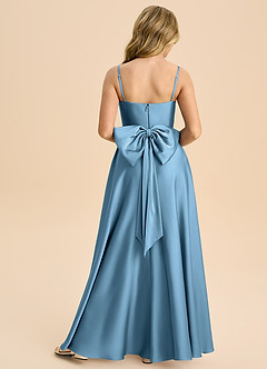 Azazie Bear Junior A-Line Kæresteudskæring Stræk satin Gulv-længde Junior brudepige Kjole image2