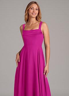 Azazie Shaude Bridesmaid Dresses Fuchsia A-Line Pleated Chiffon Dress image5