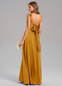 Azazie Everett Bridesmaid Dresses Butterscotch A-Line Stretch Satin Dress image6