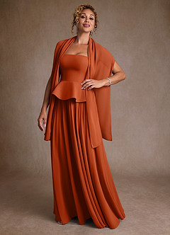 Azazie Josabeth Venta Final Vestido de Naranja Quemada de Gasa de Corte en A con Plisado image2