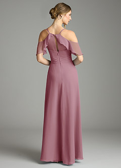 Azazie Dakota Bridesmaid Dresses Vintage Mauve A-Line V-Neck Pleated Chiffon Dress image2