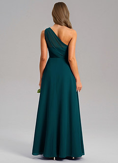 Azazie Phaedra Bridesmaid Dresses Pine A-Line One Shoulder Chiffon Dress image2
