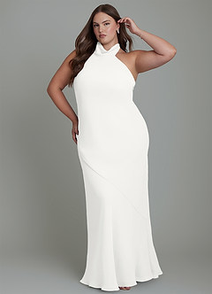 Azazie Velli Abiti da Damigella Abito Sirena in Chiffon Collo alto Bianco image10