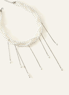 front Gelaagde parelketting met gedraaide patronen