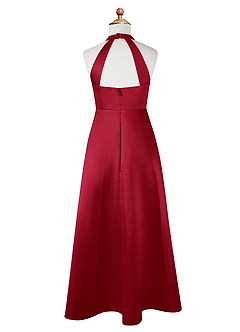 Azazie Laurel Junior Robe Trapèze en Mat Satiné Écarlate image7