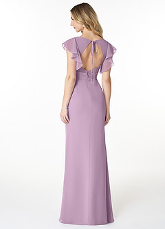 Azazie Val Brautjungfernkleider Meerjungfrau-Linie Schlüssellochausschnitt mit V-Ausschnitt Chiffon Kleid Blauregen image2