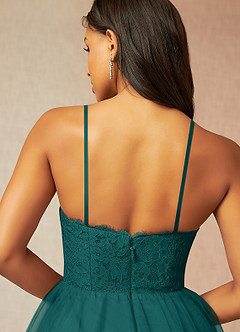 Azazie Roni Bridesmaid Dresses Peacock A-Line Sweetheart Neckline Tulle Convertible Dress image6