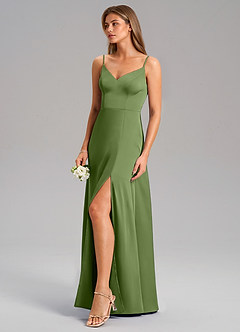 Azazie Talina Bridesmaid Dresses Juniper A-Line Stretch Satin Dress image4
