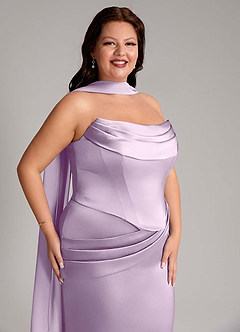 Azazie Sorrel Bridesmaid Dresses Frosted Lilac Mermaid Strapless Stretch Satin Convertible Dress image13