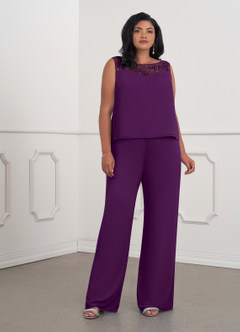Azazie Maura Mother of the Bride Dresses Grape Jumpsuit/Pantsuit Sequins Chiffon Dress image9