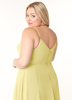 Azazie Clarissa Bridesmaid Dresses Lemon Sorbet A-Line V-Neck Chiffon Dress image12