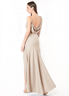 Azazie Alaija Bridesmaid Dresses White Alabaster Mermaid Side Slit Stretch Satin Dress image1