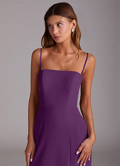 Azazie Wren Vestidos de madrinha de casamento Vestido Uva de Chiffon de Linha A com Sem alças image2