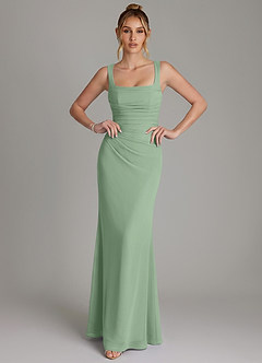Azazie Agustina Bridesmaid Dresses Matcha Mermaid Corset Chiffon Dress image3