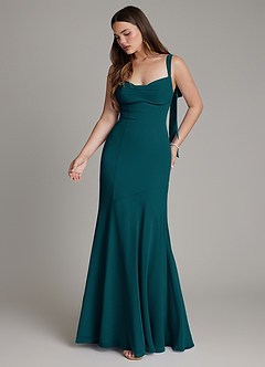 Azazie Carlotta Bridesmaid Dresses Pine Mermaid Sweetheart Neckline Chiffon Dress image5