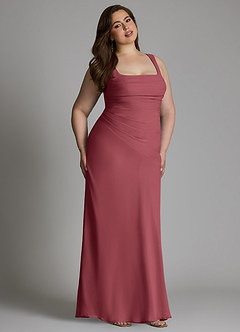 Azazie Agustina 신부 들러리 드레스 인어 코르셋 쉬폰 바닥 길이 드레스 image14