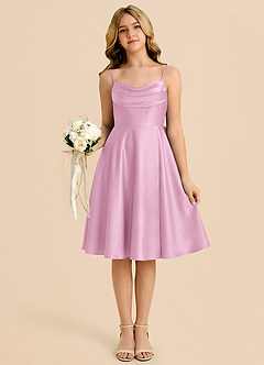 Azazie Bear Junior Candy Pink A-Line Sweetheart Neckline Stretch Satin Dress image6