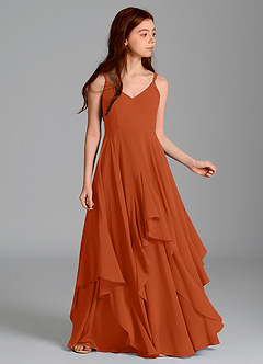 Azazie Karan Junior Burnt Orange A-Line Chiffon Dress image3