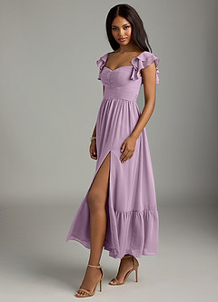 Azazie Anaya Brautjungfernkleider A-Linie Plissee Chiffon Kleid Blauregen image4