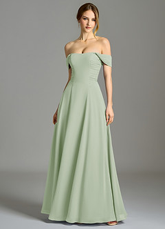 Azazie Oasis Bridesmaid Dresses Dusty Sage A-Line with Pockets Chiffon Dress image1