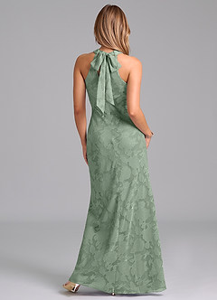 Azazie Doretta Robes de demoiselle d'honneur Robe Sirène en Blumen-Burnout Plissée Matcha image6