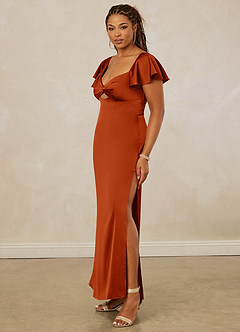 Christian Siriano Bridal for Azazie 1005 Bridesmaid Dresses Burnt Orange Sheath Sweetheart Neckline Stretch Satin Dress image21